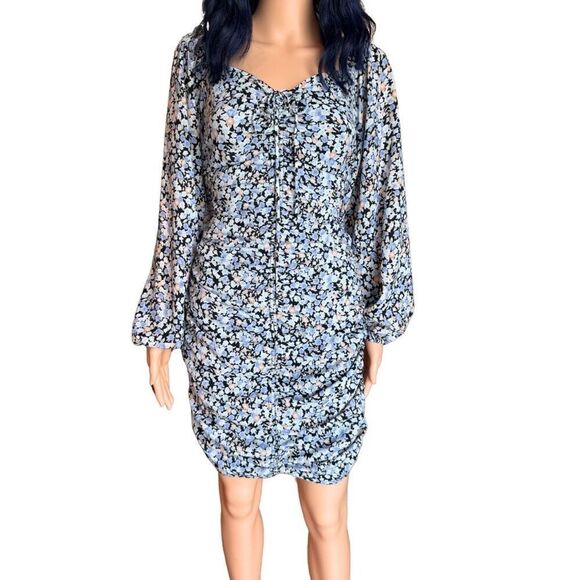 NWT FORE Floral Ruched Mini Dress - Picture 4 of 8